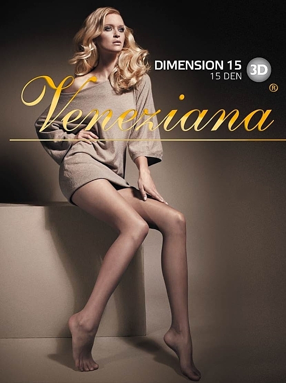 Tights "Dimension 3D", 15 Den, cognac - Veneziana — photo N3