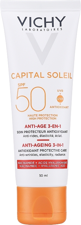 Facial Sun Cream - Vichy Ideal Soleil Anti-Agening Care SPF50 — photo N1