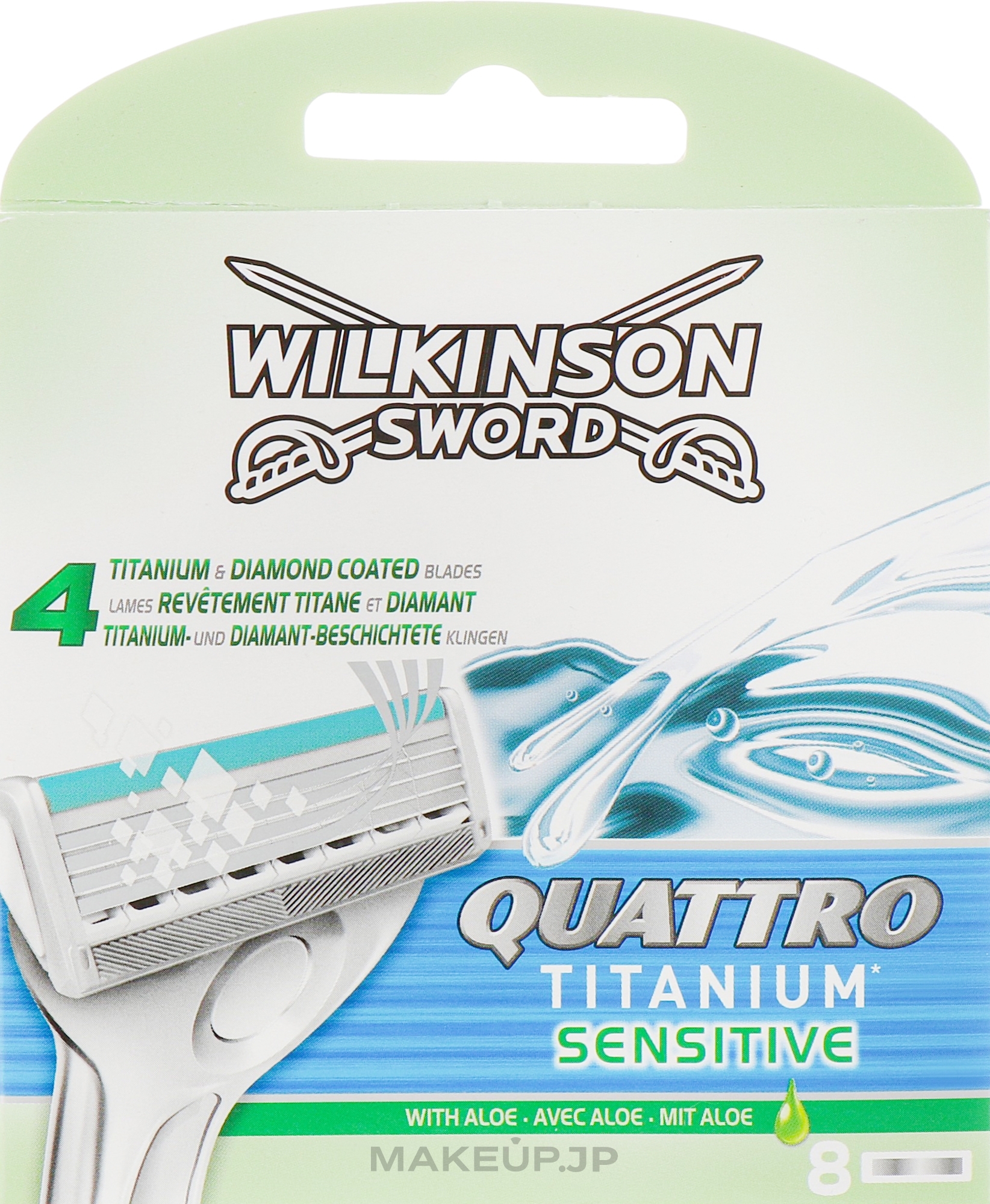 Replacement Cartridges, 8pcs - Wilkinson Sword Quattro Titanium Sensitive — photo 8 szt.