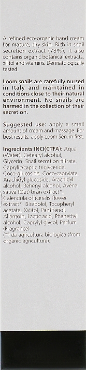 Hand Cream with Snail Mucin Extract (78%) - Bioearth Loom Hand Cream — photo N15