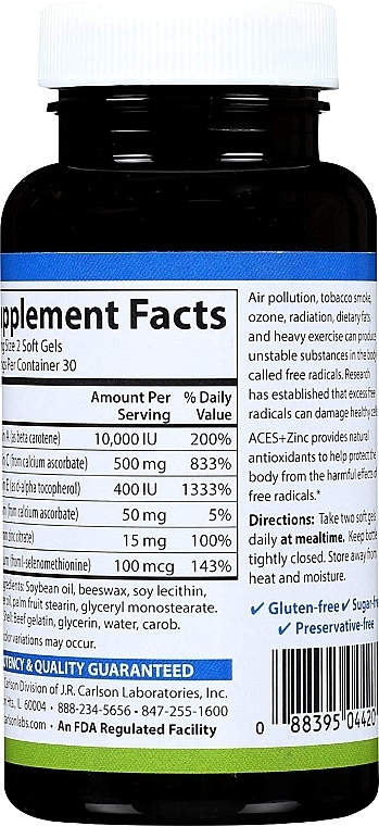 Dietary Supplement "Antioxidant" - Carlson Labs Aces + Zn Antioxidant — photo N21