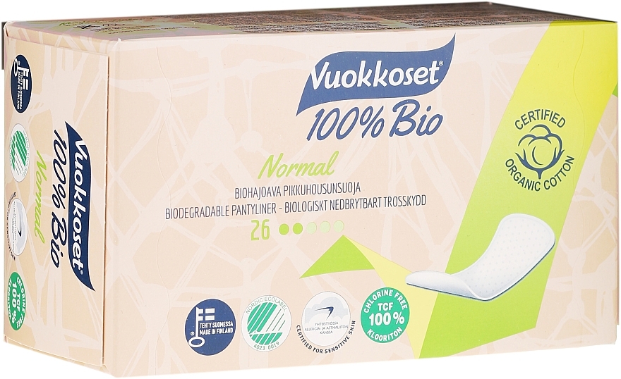 Daily Liners, 26pcs - Vuokkoset 100% Bio Normal — photo N1