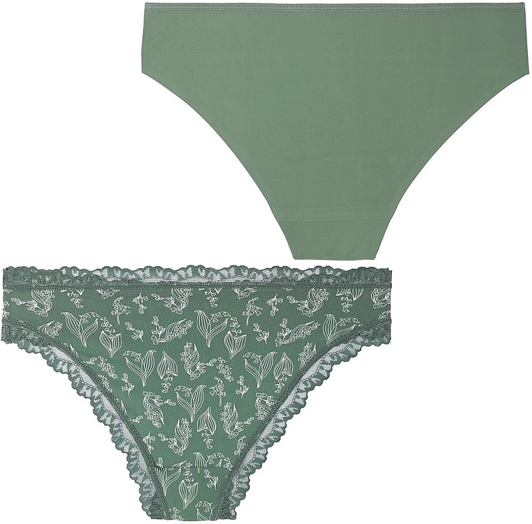 Women Panties Set, green + green with print - Moraj — photo N2