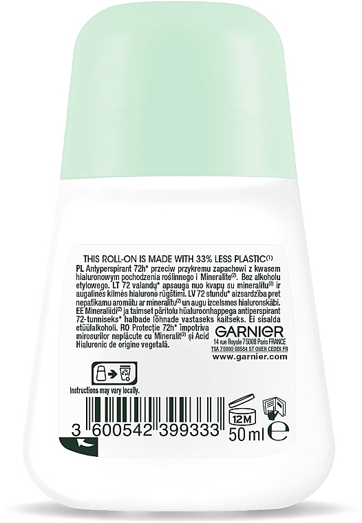 Roll-On Deodorant - Garnier Mineral Hyaluronic Care 72h Sensitive Roll-On — photo N19