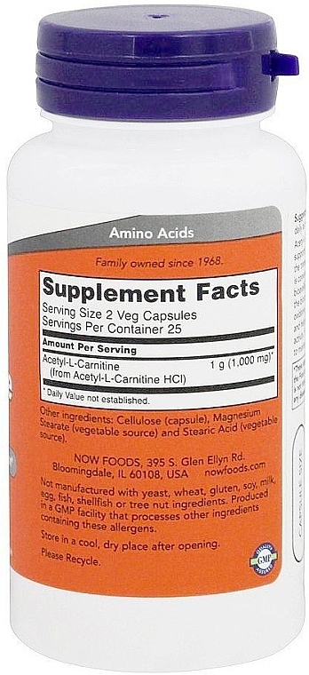 Dietary Supplement "Acetyl-L Carnitine" - Now Foods Acetyl-L Carnitine Pure Powder — photo N2