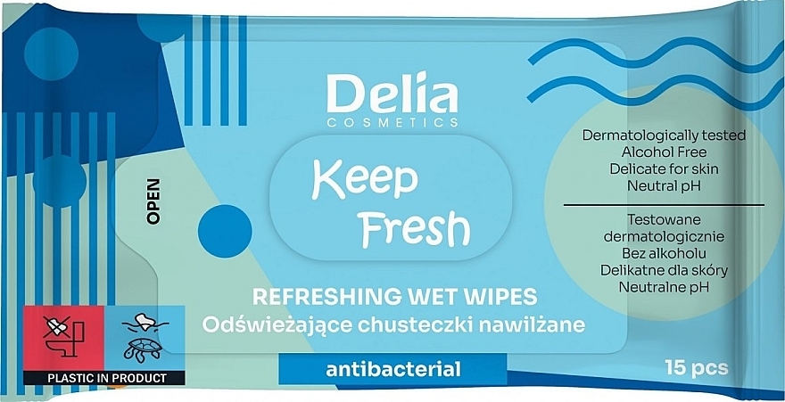 Wet Wipes, 15 pcs - Delia Keep Fresh Refreshing Wet Wipes — photo N3