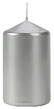 Fragrances, Perfumes, Cosmetics Cylindrical Candle 60x100 mm, silver metallic - Bispol