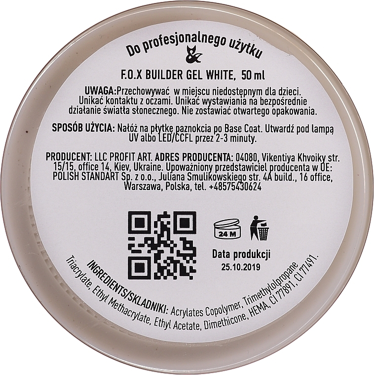 White Gel - F.O.X Builder White Gel — photo N22