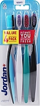 Fragrances, Perfumes, Cosmetics Soft Toothbrush, 4 pcs, black-blue + grey + green + black - Jordan Ultimate You Soft Toothbrush