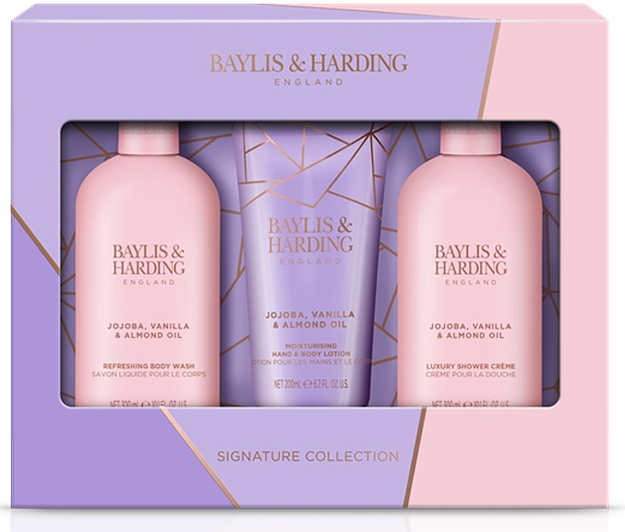 Set - Baylis & Harding Jojoba, Vanilla & Almond Oil Luxury Bathing Essentials Gift Set (b/lot/200 ml + b/wash/300 ml + sh/cr/300 ml) — photo N8