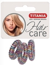 Anti Ziep Hair Tie, plastic, transparent multicolor, 3 pcs, 3.5 cm - Titania — photo N1