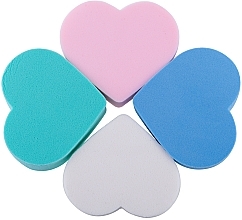 Fragrances, Perfumes, Cosmetics Heart Makeup Sponge Set, 4 pcs - Lila Rossa