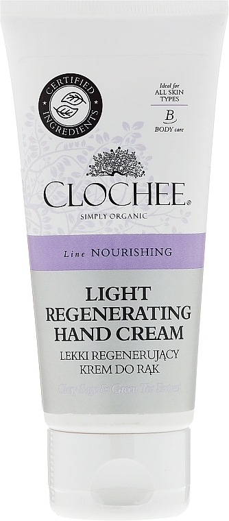 Light Regenerating Hand Cream - Clochee Nourishing Light Regenerating Hand Cream — photo N1