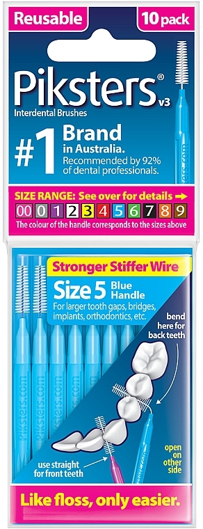 Interdental Brushes 5, blue, 10 pcs. - Piksters Interdental Brushes Blue Size 5 — photo N1