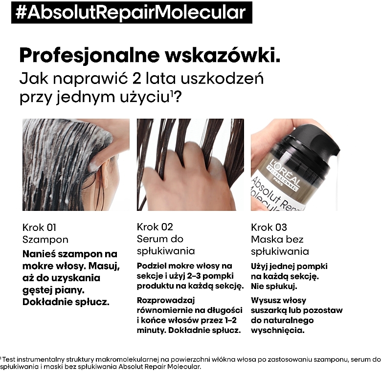 Professional Serum for Molecular Hair Restructuring - L'Oreal Professionnel Serie Expert Absolut Repair Molecular Serum — photo N4