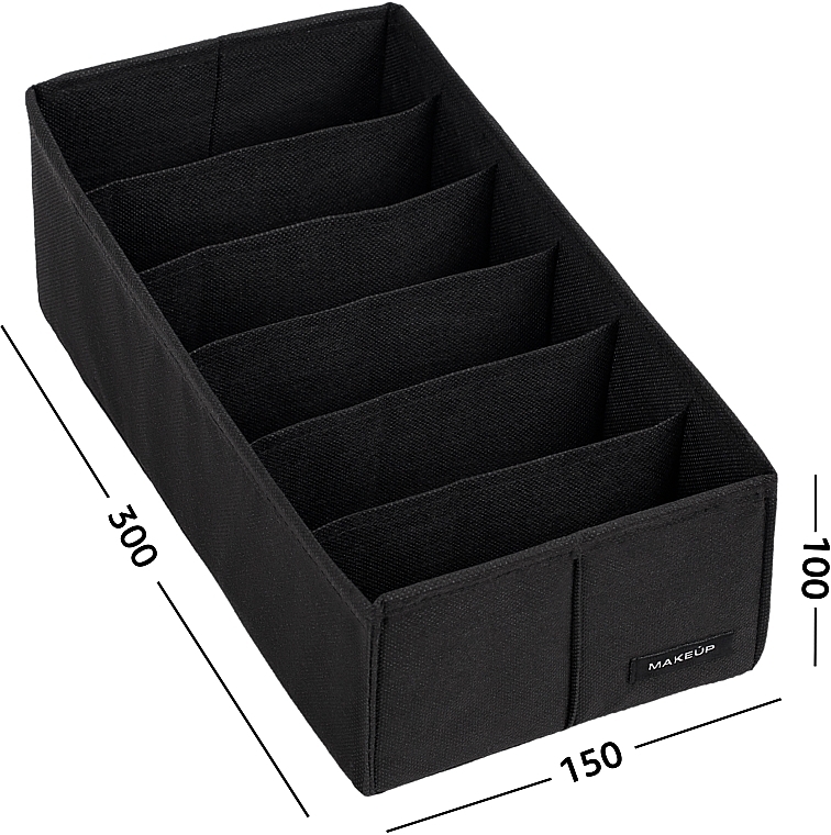 Storage Organiser with 6 Compartments 'Home', black 30x15x10 cm - MAKEUP Drawer Underwear Organizer Black — photo N15