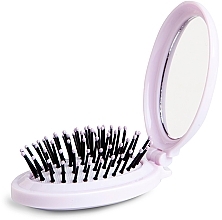 Fragrances, Perfumes, Cosmetics Hair Brush with Mirror, lilac - IDC Institute Pocket Pop Out Brush With Mirror