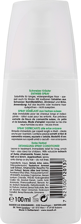 Hair Conditioner Spray - Rausch Swiss Herbal Detangling Spray Conditioner — photo N2