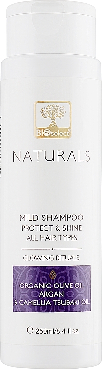 Argan Shampoo for All Hair Types "Protect & Shine. Glowing Rituals" - BIOselect Naturals Shampoo — photo N1