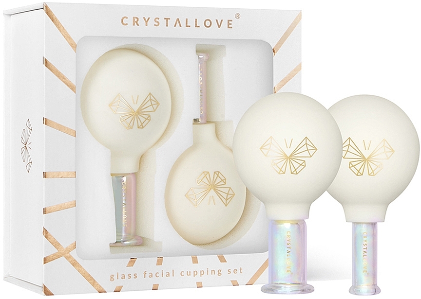 Glass Face, Neck & Decollete Massage Cups - Crystallove Glass Facial Cupping Set — photo N1