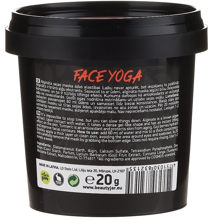 Peel-Off Face Mask with Turmeric & Goji Berry Extracts - Beauty Jar Fase Yoga Firming Rubber Mask — photo N21