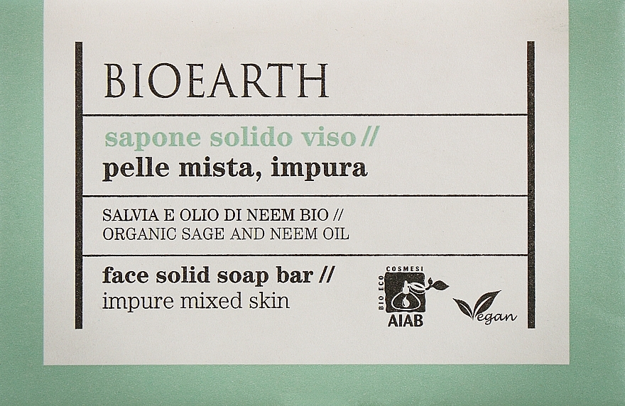 Sage & Neem Hand & Body Soap - Bioearth Sage & Neem Face Solid Soap Bar — photo N1