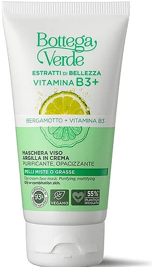 Face Mask - Bottega Verde Beauty Extracts Bergamot Vitamin B3+ Clay Cream Face Mask — photo N1