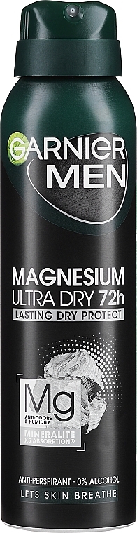 Antiperspirant-Deodorant - Garnier Mineral Men Mineral Magnesium Ultra-Dry Anti-Perspirant Spray  — photo N1