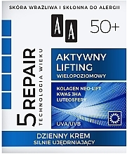 Fragrances, Perfumes, Cosmetics Moisturizing Facial Day Cream "Active Lifting" 50+ - AA Age Technology 5 Repair Day Cream 50+