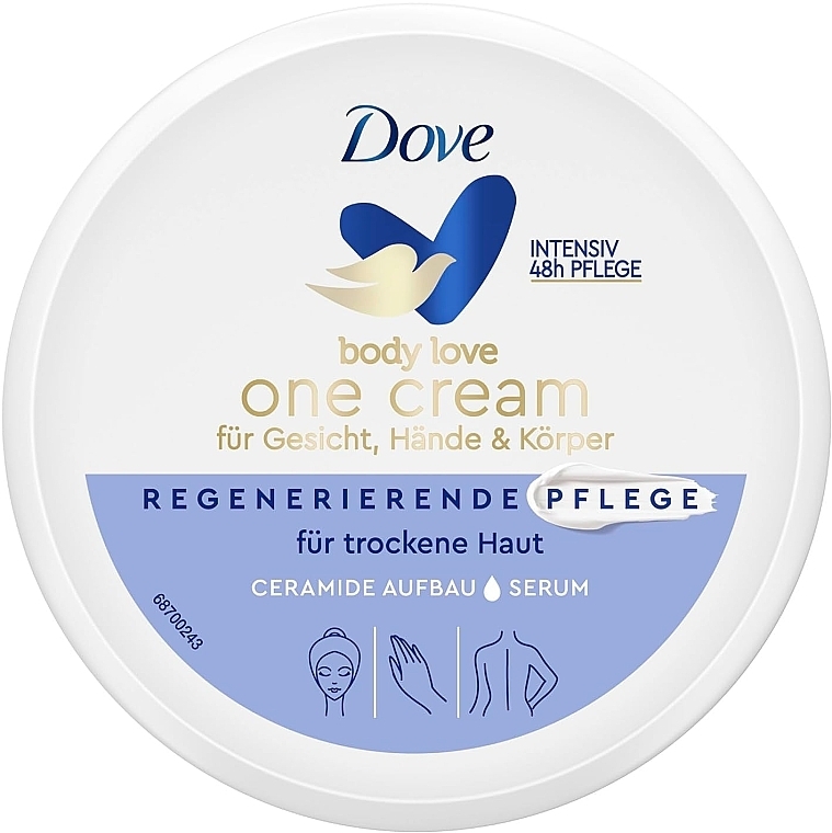 Face, Hand & Body Cream - Dove Body Love One Cream Regenerating Care — photo N1