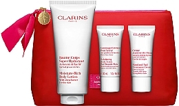 Fragrances, Perfumes, Cosmetics Set - Clarins VP Moisture Rich Body Lotion HLY 2022 (b/lot/200ml + scr/30ml + h/cr/30ml + bag/1pc)