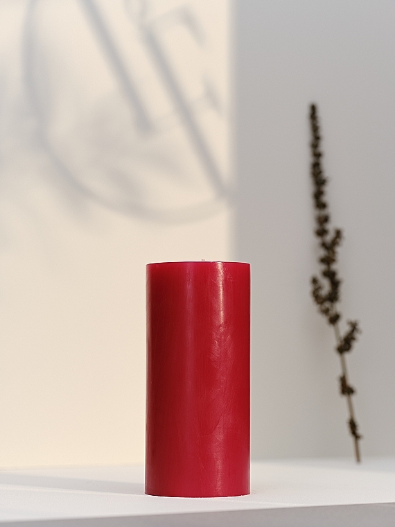 Cylinder Candle, diameter 7 cm, height 15 cm - Bougies La Francaise Cylindre Candle Red — photo N2