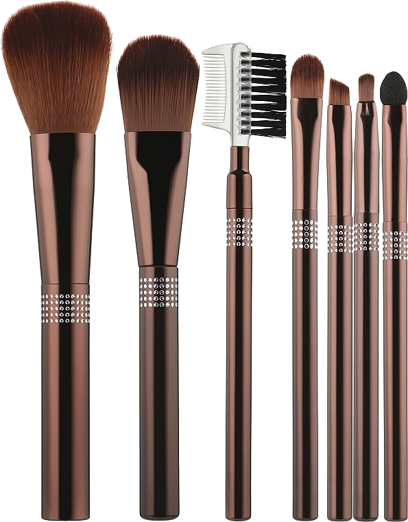 Makeup Brush Set, 7 pcs, shine of crystals, silver - Make Up Me — photo N6