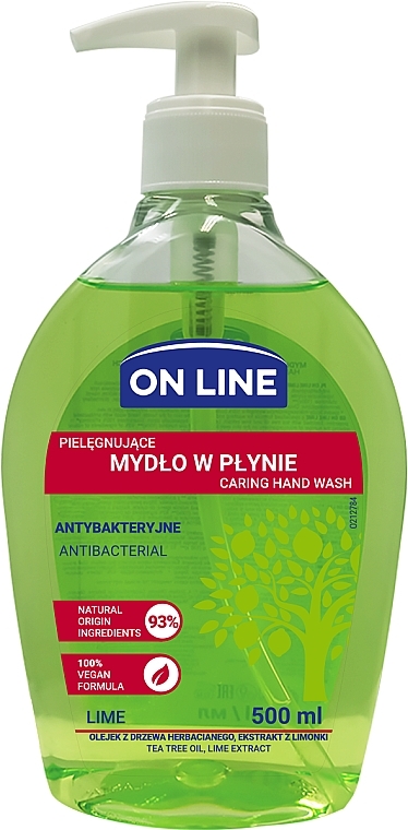 Liquid Soap with Dispenser - On Line Antibacterial Lime Soap — photo N1