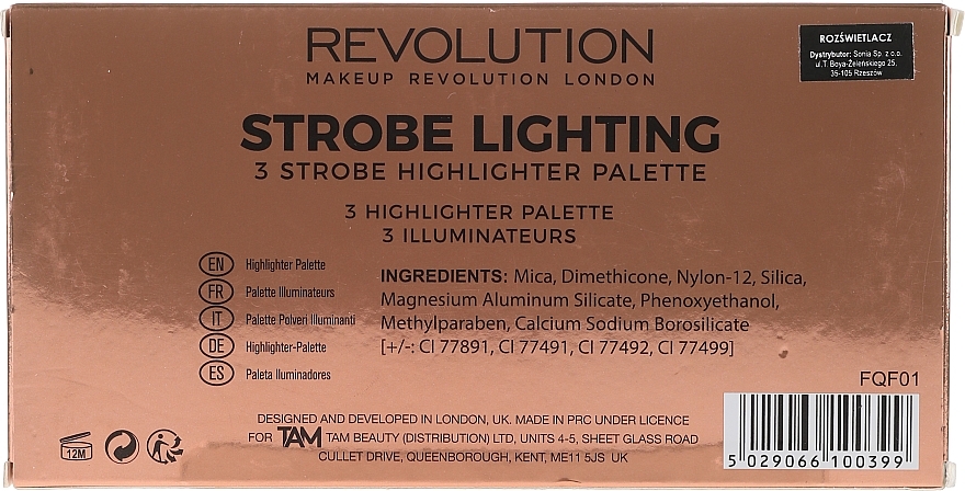 Face Highlighter Palette - Makeup Revolution 3 Strobe Highlighter Palette — photo N2