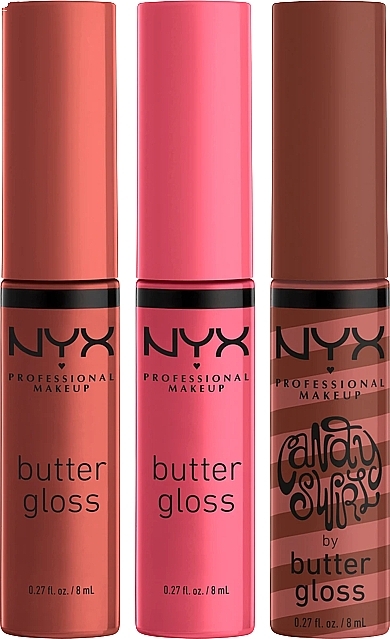 Set - NYX Professional Makeup Butter Gloss Lip Trio (lip/gloss/3x4ml) — photo N2