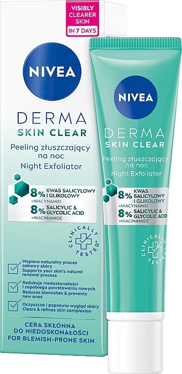 Exfoliating Night Peeling - Nivea Derma Skin Clear Night Exfoliator — photo N2