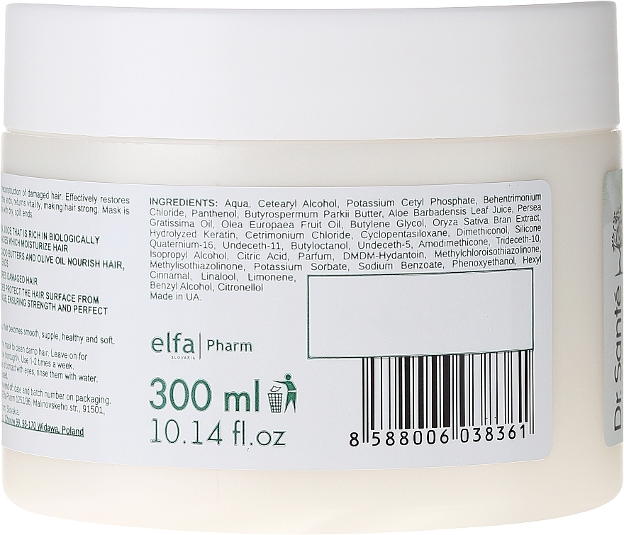 Reconstruction Hair Mask - Dr. Sante Aloe Vera — photo N6