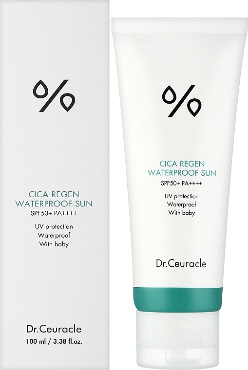 Waterproof Face Sunscreen with Centella Asiatica Extract - Dr. Ceuracle Cica Regen Wegan Sun Waterproof SPF50+ PA++++ — photo N2