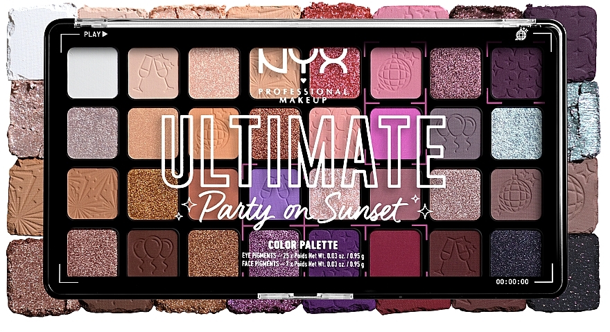 Eye & Face Shadow Palette, 32 shades - NYX Professional Makeup Ultimate Party on Sunset — photo N4