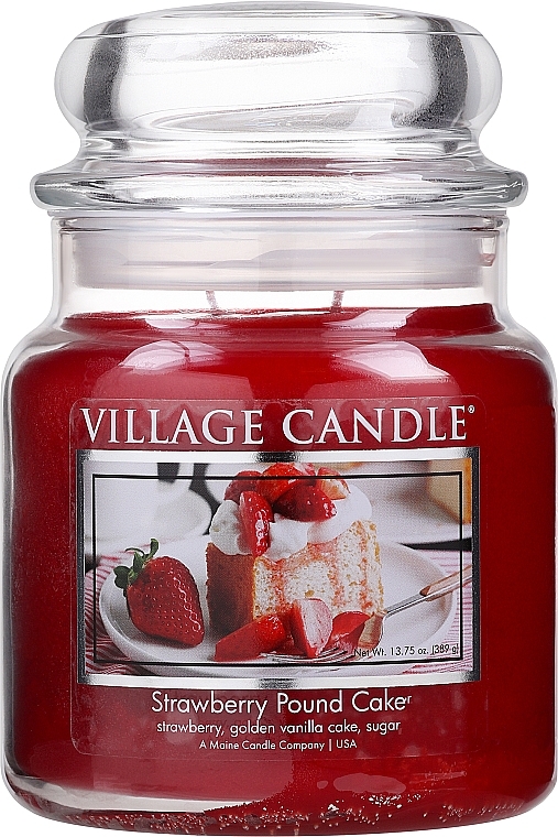 Scented Candle in Jar "Strawberry Pie" - Village Candle Strawberry Pound Cake — photo N2