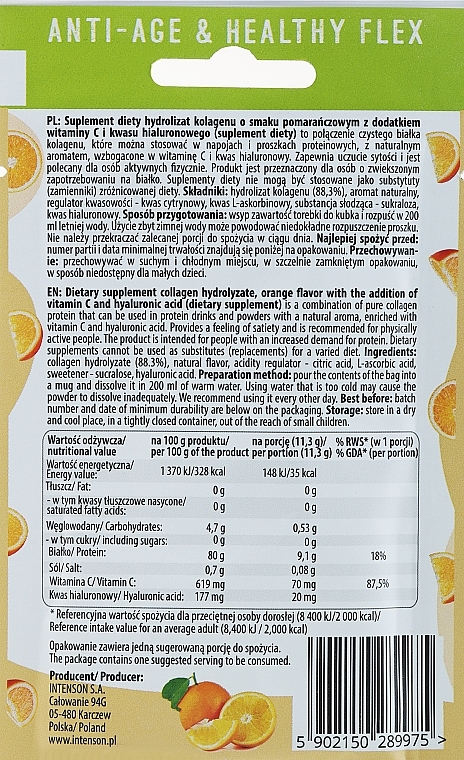 Biologically Active Orange-Flavored Collagen Hydrolyzate with Vitamin C and Hyaluronic Acid - Intenson Collagen Orange-Flavored With Hyaluron — photo N2