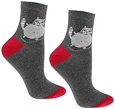 Fragrances, Perfumes, Cosmetics Women Socks csl200-113, grey with cat - Moraj