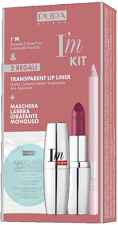 Set - Pupa I'm Kit With Repairing Mask, Transparent Lip Liner And I'm Lipstick — photo N1