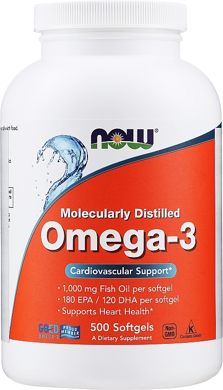 Capsules "Omega-3" 1000 mg - Now Foods Omega-3 Molecularly Distilled 180 EPA/120 DHA — photo N6