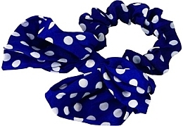 Scrunchie with Bow, blue and white polka dot - Lolita Accessories — photo N1