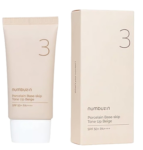 Toning Face Sunscreen - Numbuzin No.3 Porcelain Base-Skip Tone Up Beige SPF50+ PA++++ — photo N1