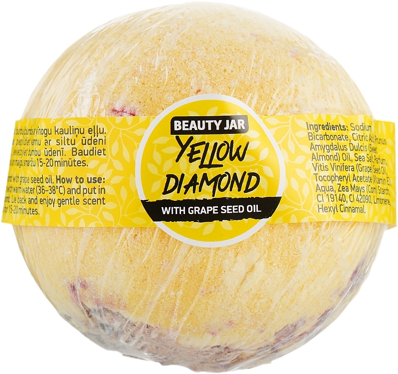 Bath Bomb "Yellow Diamond" - Beauty Jar With Grape Seed Oil Natural Bath Bomb — photo N1