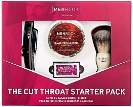 Fragrances, Perfumes, Cosmetics Set - Men Rock Cut Throat Shavette Starter Pack Black Pomegranate (razor/1pcs + brush/1pcs + blades/5pcs + sh/cr/100ml)