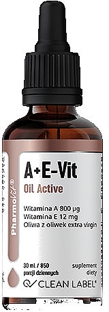 Vitamins A+E, drops - Pharmovit Clean Label A+E-Vit Oil Active — photo N2